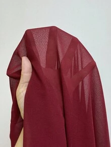 Rustia 大码女式纯色雪纺薄款双荷叶边宽松系带前长袖衬衫 - 酒紅色 - 查看 7