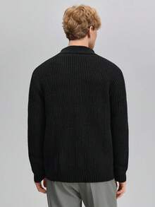 OFFICEAU Men's Turtleneck Solid Color Zip-Up Sweater, Long Sleeve, Simple & Fashionable, Suitable For Work Commute And Casual Wear, Autumn/Winter, Old Money