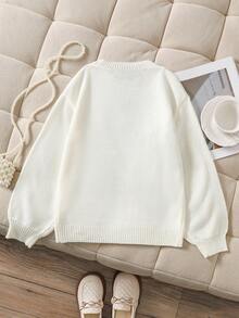 1 Áo len cho bé gái tuổi teen, Phong cách ngọt ngào và thời trang, Họa tiết thêu hoa 3D nhiều màu sắc, Dáng rộng, Cổ tròn, Tay dài, Mềm mại và thoải mái, Đa năng, Bền, Không mùi và Không chứa Formaldehyde, Thích hợp để mặc hàng ngày, Thiết yếu cho mùa xuân và mùa thu - trắng - Xem 2