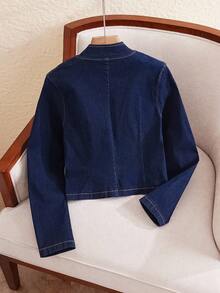 EMERY ROSE 女式休闲金属双排扣长袖秋季牛仔夹克