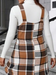 Calvaya Vestido casual xadrez plus size para outono e inverno - Multicolorido - Ver 2