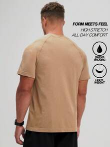 Men's Letter Print Raglan Short Sleeve Casual Fitness Workout T-Shirt