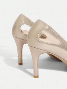 CUCCOO TILAWA Fashionable Sexy Pointed Toe Thin High Heel Hollow Out Rhinestone Glamorous Party Champagne Women's High Heel Pumps For Christmas - Champagne - View 11
