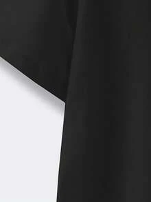 SHEIN 青少年男童纯色休闲百搭舒适圆领短袖 T 恤，适合通勤、上学、日常休闲、度假、运动、春夏季 - 黑色 - 查看 8