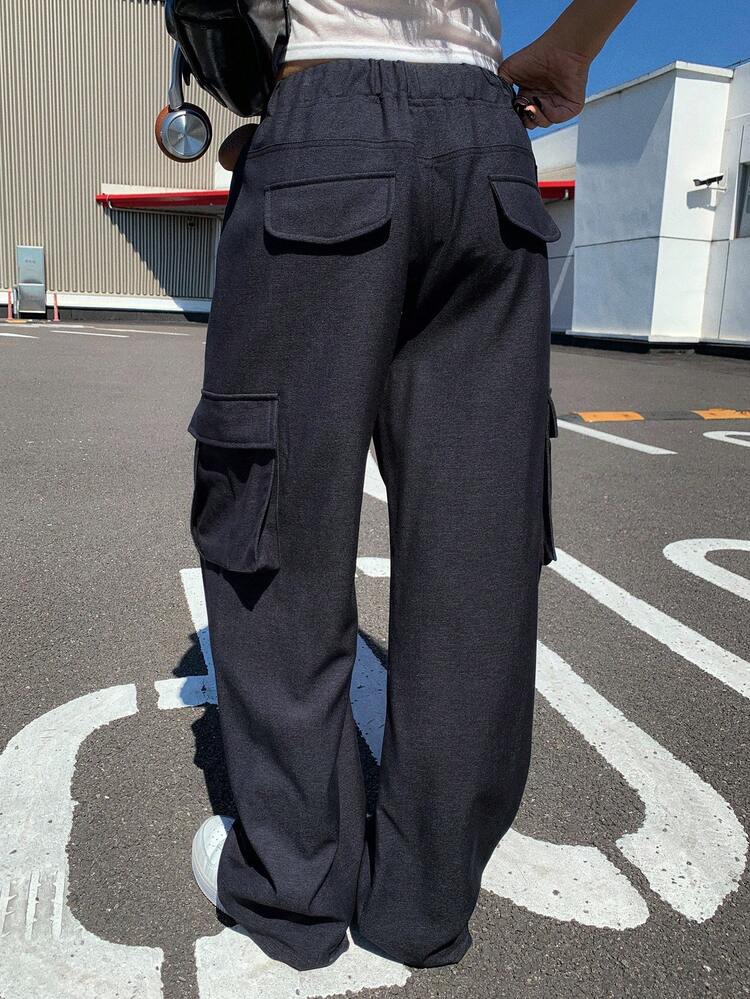 Women's Solid Color Casual Pocket Pants
