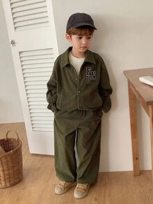 DAZY Kids Fall Clothes Young Boys Jacket Set - Dark Green - View 1