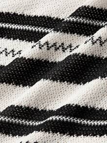 SHEIN MOD 女士杏色和黑色条纹优雅荷叶边吊带背心和长裙两件套，女士度假装，女士西部装，乡村装，度假两件套 - 黑與白 - 查看 9