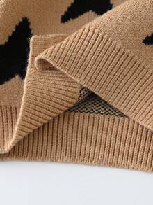 男宝宝开衫，圆领长袖针织毛衣外套，适合秋冬季，卡其色，黑色，提花星星图案，拼色设计，百搭，时尚，休闲，适合日常穿着，居家，户外，旅行