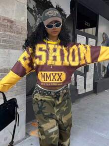 Rovax Áo crop top tay dài cổ tròn dáng rộng thoải mái dành cho nữ - Nhiều màu - Xem 3