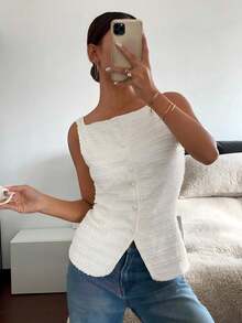 Siren Gaze 女士方领无袖优雅衬衫