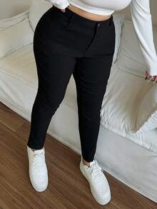 Dazy Plus 时尚休闲紧身裤，弹力打底裤，百搭黑色，四季皆宜 - 黑色 - 查看 5