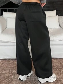 Dazy Plus Elastic Waist Casual Loose Lantern Pants, Thermal Lined, Thick, Plus Size Women, Autumn/Winter Sweatpants