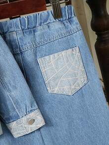 2pcs Young Girl Denim Jacket And Pants Set - Medium Wash - View 5