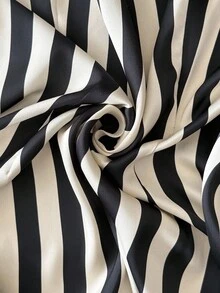 Roveilla Plus Size Elegant Commuter Striped Tie-Wrap Shirt Women Blouses Elegant Wrap Tops For Women Tie Front Blouse Stripe Top Striped Blouse - Black - View 10