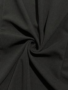 Roveilla 加大码针织翻领蕾丝拼布长袖袖口蕾丝腰西装外套和纯色修身长裤两件套西装套装 - 黑色 - 查看 8