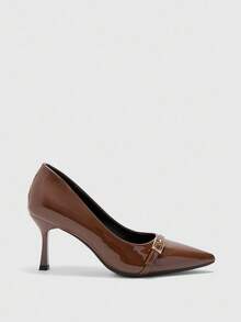 CUCCOO BIZCHIC Coffee Color Women's High Heel Pumps, Sexy Stiletto Pointed Toe Shoes For Outdoor, Commute, Party, Banquet For Christmas Spring Shoes - Coffee Brown - View 2