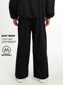 男士松紧腰口袋宽松休闲户外裤，黑色 - 黑色 - 查看 5