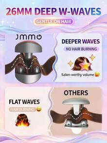 JMMO 海滩宝贝卷发器，升级离子卷发棒，卷发器，2 筒卷发器，防烫伤，百万离子和快速波浪，智能定时器和 13 个可调节温度，易于使用，适合女性的美发工具，毕业生日假期夏季秋季 Y2K 时尚化妆化妆品除草派对海滩旅行露营户外学校校园节日装饰礼物 - 欧盟插头 - 灰色 - 查看 5