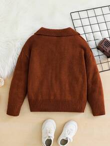 SHEIN 1 chiếc áo len cổ cao dày dặn, thoải mái, thời trang, tiện dụng, đa năng dành cho bé trai, thích hợp đi học, đi làm, thể thao, mùa thu/đông. Áo len màu nâu cotton, chất liệu cotton, thích hợp cho mùa đông. - Cà phê nâu - Xem 2