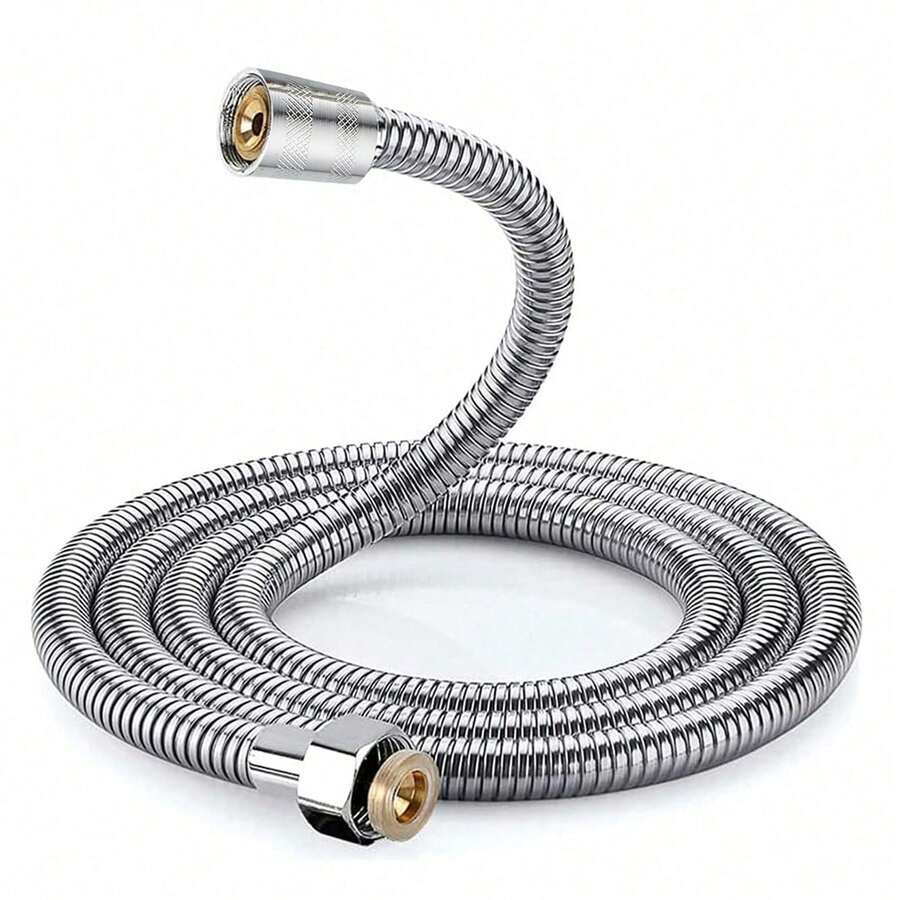 1pc Stainless Steel Shower Hose, Bathroom Rain Shower Head Hose, Water Heater Inlet Flex Tube, 1.2M/1.5M/2M/3 Meters Length High Density Hose