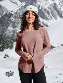 In My Nature 女士户外 T 恤和背心，纯色长袖，简约时尚休闲日常穿着