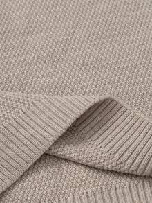 EURMUSE Men Textured Half Zipper Casual AW Regular Sweater - Camel - View 6