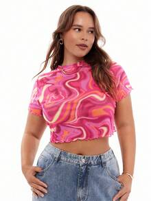 Solavibe áo nữ kích thước lớn Xù nhỏ Tất cả trên in Giải trí - Nhiều màu - Xem 1