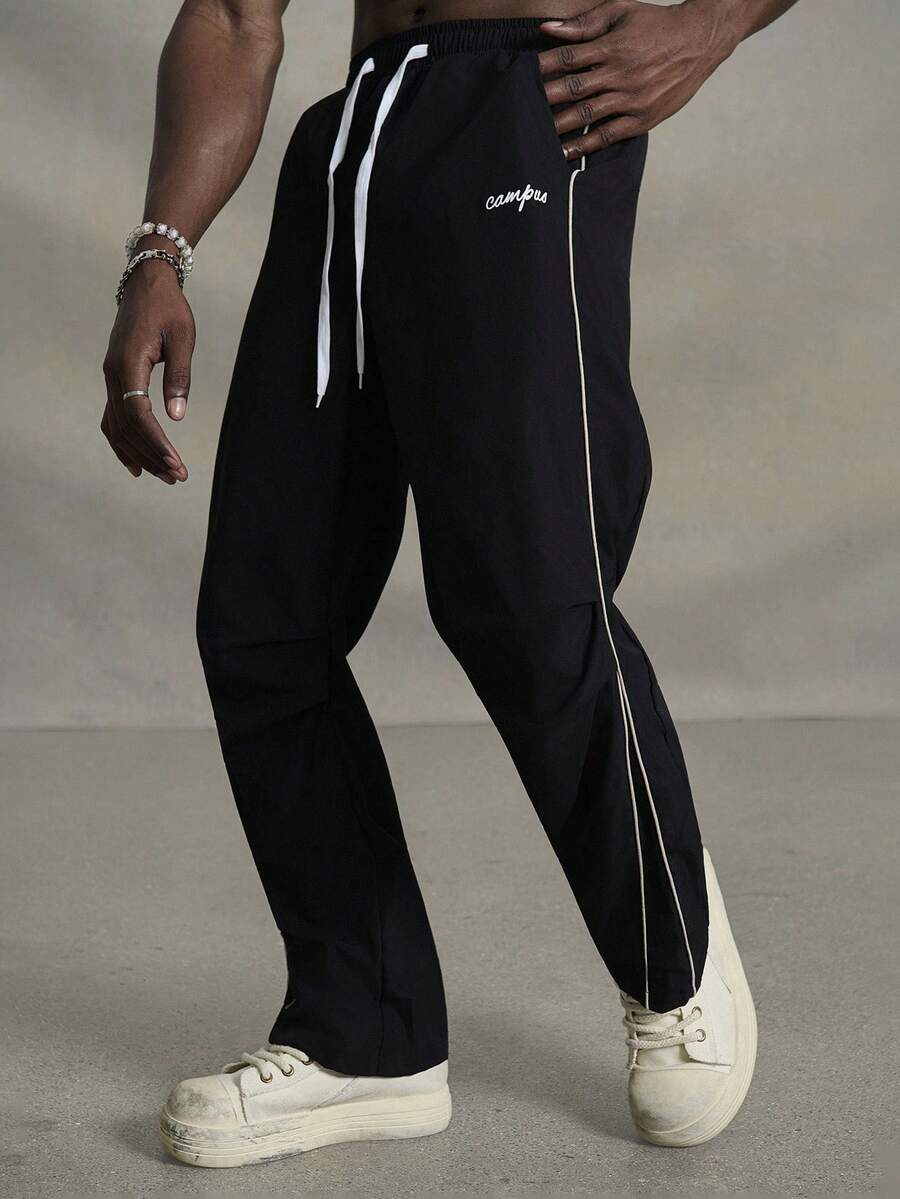 PAVTROS Men's Street Collegiate Style Pants, Back To School - Black - View 1