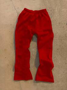 INAWLY Women's Elastic Waist Cross & Letter Applique Casual Pants, Fashion & Versatile - Grey - View 2