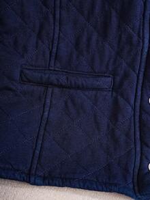 EMERY ROSE 女士圆领单排扣休闲牛仔夹克，秋季 - 中等水洗藍 - 查看 3