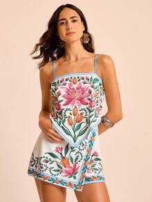 CAJUNI Pantalones cortos casuales con estampado floral para mujer, adecuados para vacaciones