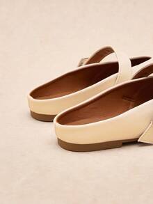 Rosivie 女士时尚平底一脚蹬穆勒鞋，方头编织鞋，时尚、舒适、优雅 - 杏色 - 查看 6