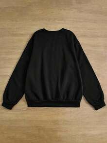 INAWLY 时尚休闲运动男式万圣节字母图案圆领长袖运动衫 - 黑色 - 查看 2