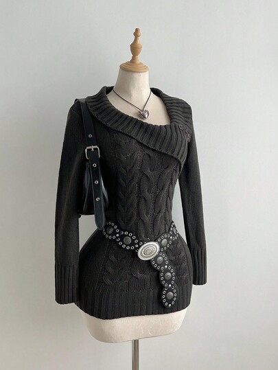 Elamini Casual Versatile Twist Knit Bodycon Mini Dress