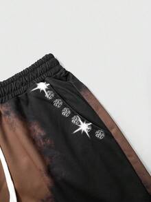 ROMWE MEN Men's Gothic Skeleton & Cross Print Zip-Up Hoodie Set With Sweatpants, Suitable For Autumn/Winter - Multicolor - View 5