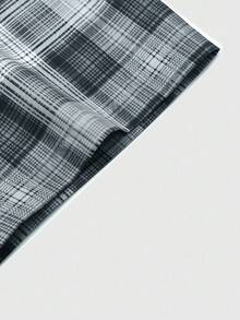 ROMWE MEN Street Life 男式哥特脸印花、水钻装饰、格子图案拉链休闲衬衫、万圣节