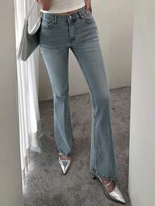 DAZY Women's Stretch Slim Fit Flare Elegant Jeans, All Season