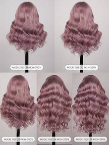 ALL READY WIG TO GLAM Parrucca da donna con parte anteriore in pizzo e onde del corpo, colore viola cenere, non necessita di colla, pre-tagliata, linea capelli invisibile, lunghezza 18-26 pollici, edizione vacanziera vibes estive