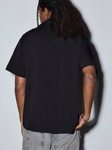 MODCRASH Men's Summer Short Sleeve Polo Shirt, Letter Print Fashionable Casual Shirt