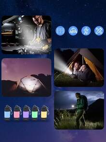 1 件迷你 USB 可充电便携式钥匙扣手电筒、露营灯、户外装备、明亮 LED 钥匙扣手电筒