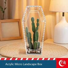 SHEIN 1PC 透明亚克力昆虫蜘蛛繁殖盒，独特的棺材形设计，磁性闭合，方便取用，通风孔，适用于蜘蛛、跳蛛、狼蛛栖息地，万圣节装饰，节日礼物，也适用于玻璃容器、盒子、植物盒、家庭储物盒、微景观盒 - 彩色 - 查看 6