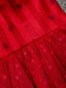 Beetlejuice X SHEIN 1 件卡通人物角色扮演宠物连衣裙，猫/狗衣服，尺码 XXS-XXXXL，特小号，特大号，哥特风，角色扮演 - 紅色 - 查看 4