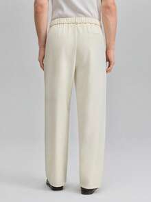 Officeau Old Money 男士商务休闲直筒西裤，垂褶设计，秋冬款，Old Money 男士正装裤，春夏款 - 白色 - 查看 6