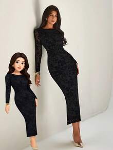 Rafferiza Chân váy Maxi co giãn ôm sát xếp nếp cho nữ - màu nâu - Xem 1