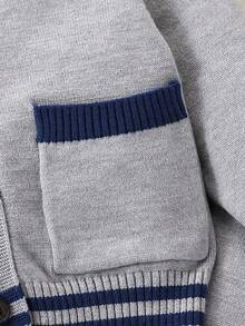 SHEIN Playful Pals 2pcs Baby Boys Knitted Cardigan Sweater & Solid Color Pants Set, Versatile Outfit For Casual Wear, Suitable For Autumn/Winter Fall