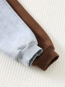 Cozy Pixies 4pcs/Set Young Boy Letter & Bear Pattern Knit Soft Fleece Crew Neck Long Sleeve Sweatshirt And Elastic Waist Pants Fall Winter