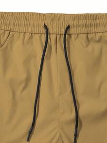 Manfinity Homme MenStreetwear Casual Solid Color Cargo Pants, Fall - Khaki - View 5