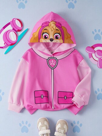 SHEIN | PAW Patrol Sudadera con estampado de perrito rosa de dibujos animados linda para niña, otoño/invierno