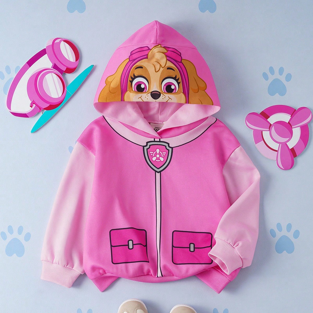 Sudadera con estampado de perrito rosa de dibujos animados linda para niña, otoño/invierno