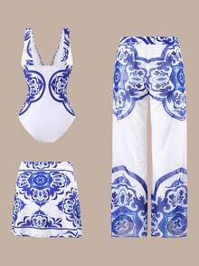 Swim Oasis 3件套加大码女式夏季休闲沙滩装 - 彩色 - 查看 2